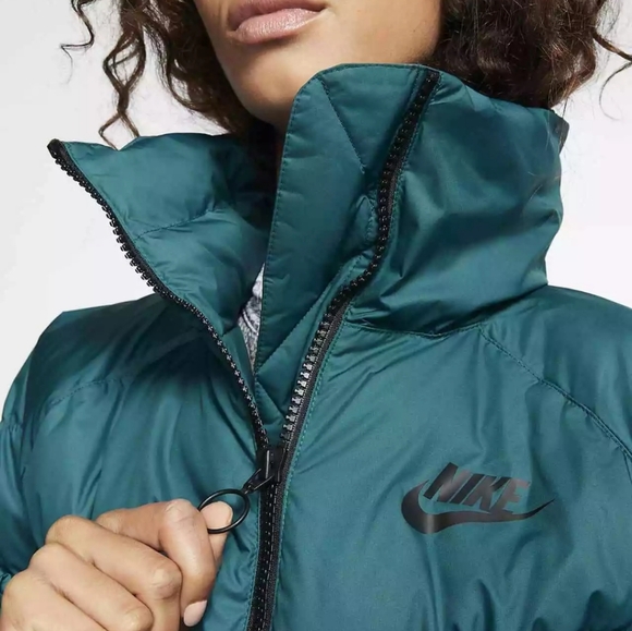 Women Small Nike Sportswear Synthetic Fill Puffer Jacket Teal Blue - Picture 2 of 4